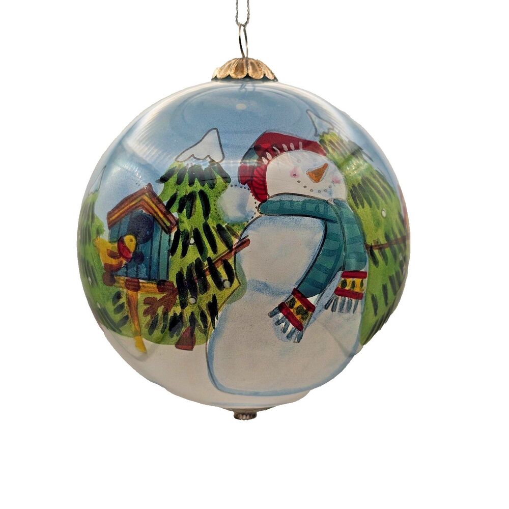 Pier 1 Li Bien (Inside Painted Fr Outside Opening) Glass Christmas Ornament '13